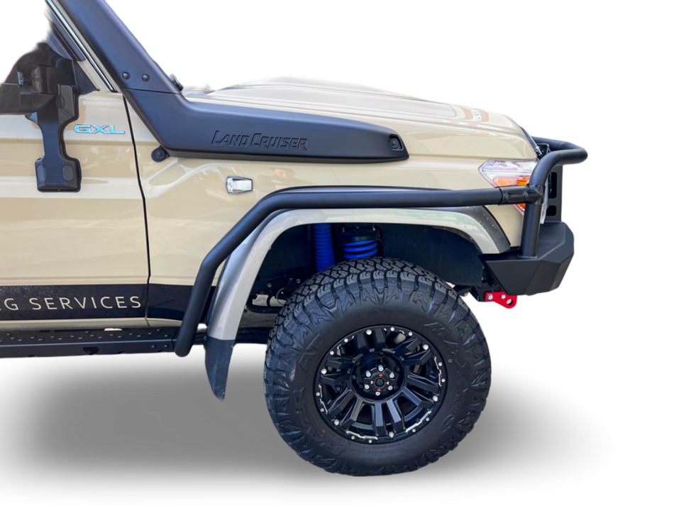 Rock Sliders with Brush Rails, suitable for Toyota Land Cruiser 79 and 78 Series Dual Cab, 2007 to current