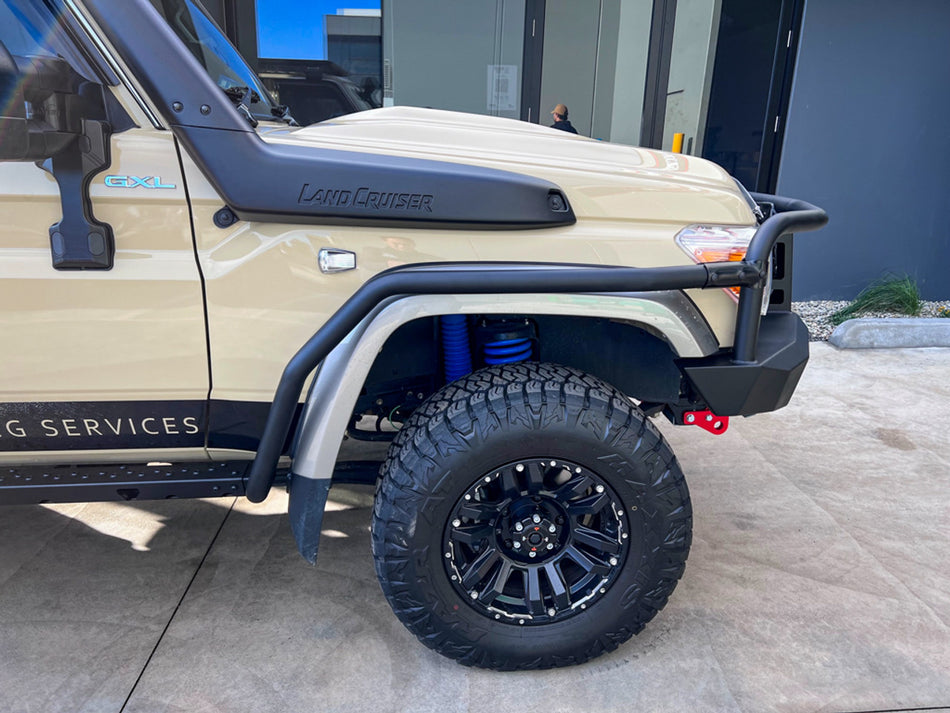 Rock Sliders with Brush Rails, suitable for Toyota Land Cruiser 79 and 78 Series Dual Cab, 2007 to current