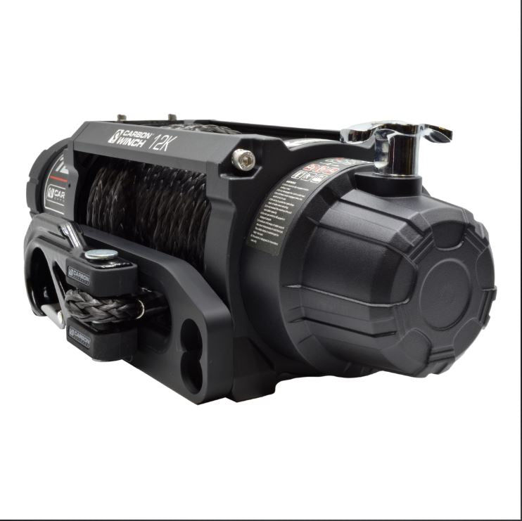 Carbon 12K 12000lb Electric Winch With Black Rope & Hook VER. 3