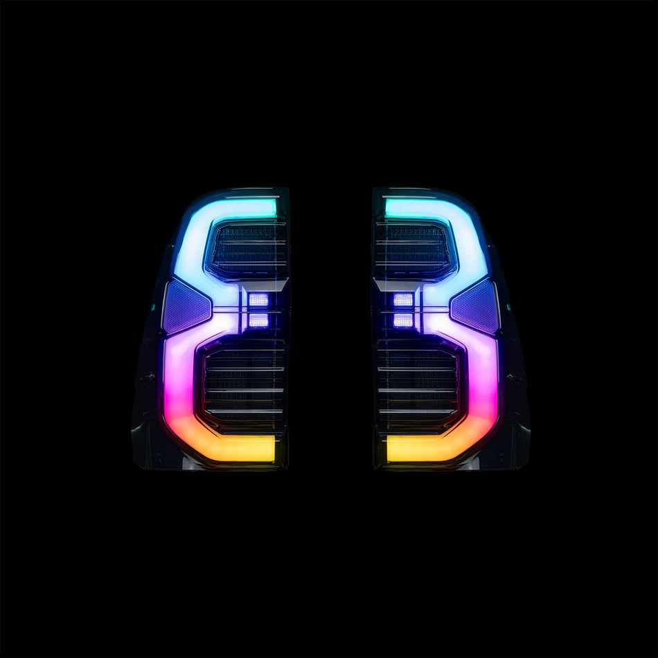 Blacked Out RGB LED Tail Lights for Toyota N80 Hilux (GR Style)