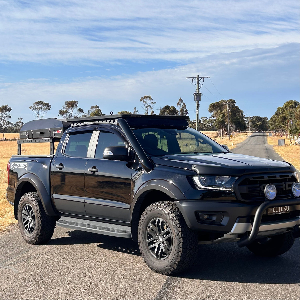 Ford Ranger Raptor PX3 teardrop twin stainless snorkels by Canna Fabrication