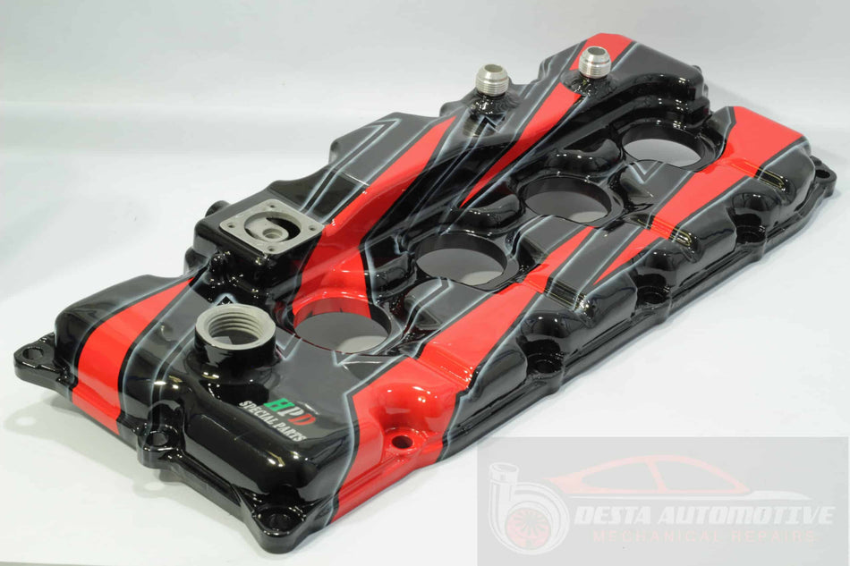 HPD Dress Up Rocker Cover with AN Fittings for Isuzu 4JJ1 – Red