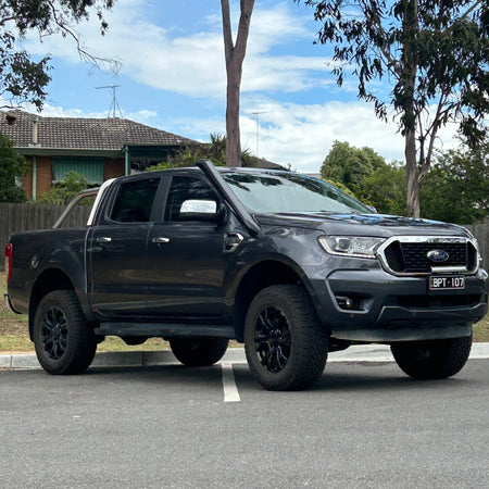 Ford Ranger PX short-entry snorkel by Canna Fabrication, showing the snorkel installed on the vehicle.