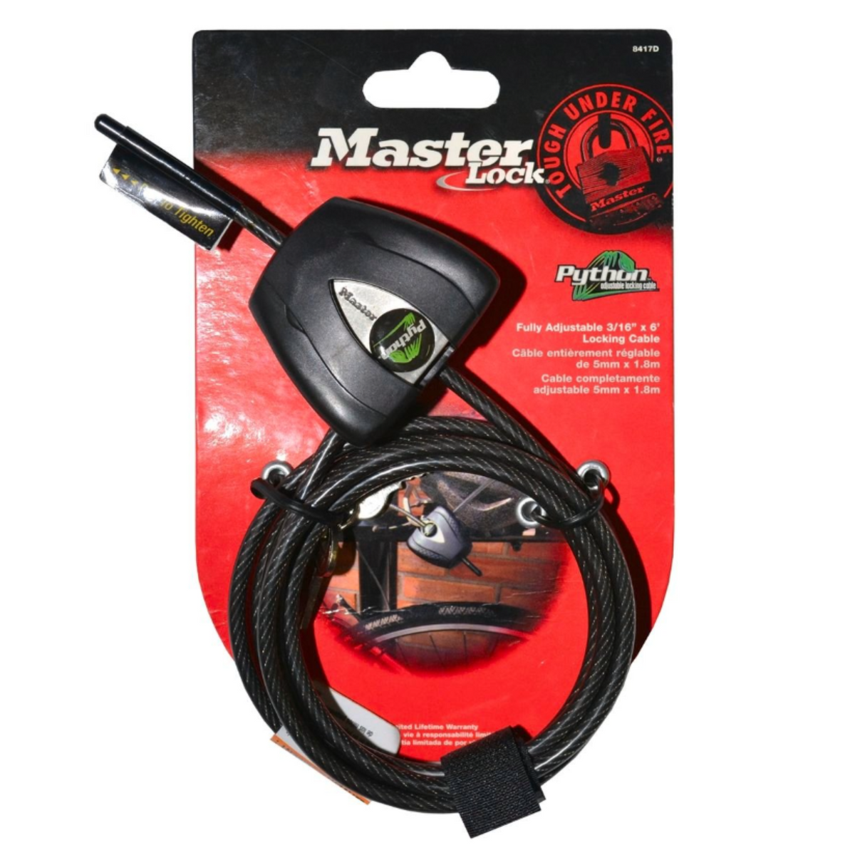 Master Lock Python 1.8m x 5mm Adjustable Locking Cable