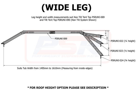 Roof Top Tent NON Tilt Mounting Rail System (Baja Rack Style)
