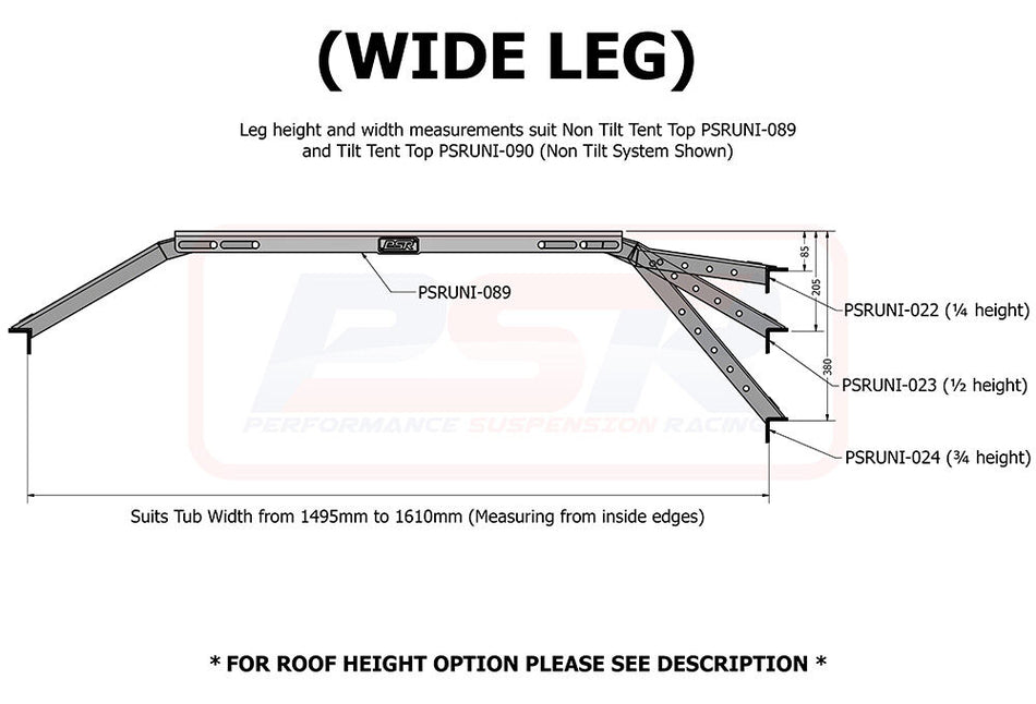 Roof Top Tent NON Tilt Mounting Rail System (Baja Rack Style)