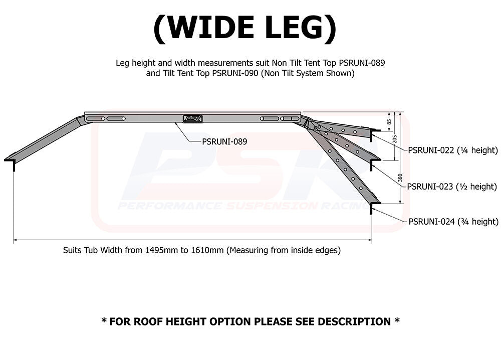 Roof Top Tent Complete Tilt System (Full kit, Baja Tub Rack Style)