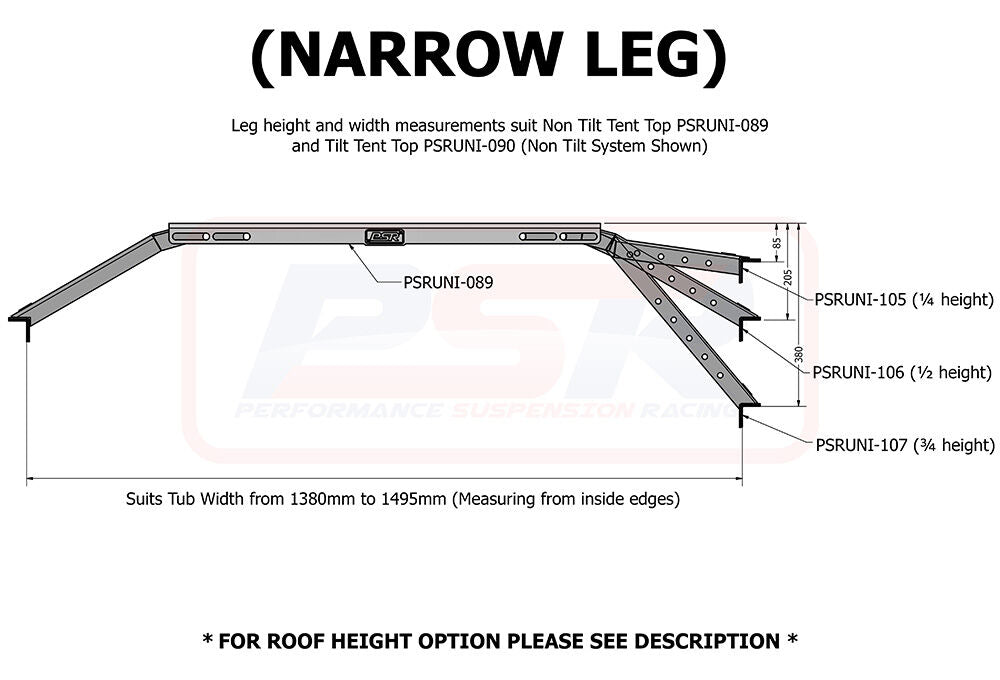 Roof Top Tent Complete Tilt System (Full kit, Baja Tub Rack Style)