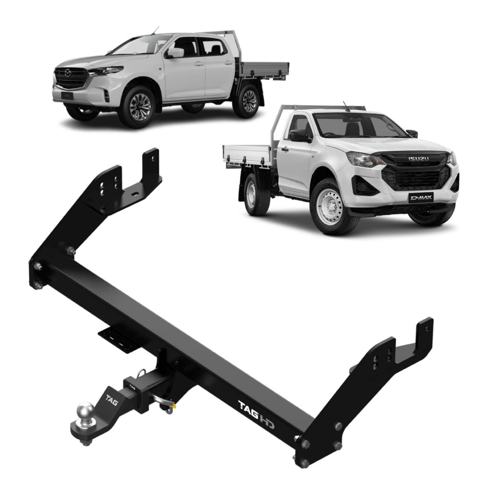 TAG Heavy Duty Extended Towbar for Mazda BT-50 & Isuzu D-MAX (07/2020 - on) - Extended Cab Chassis Without Step