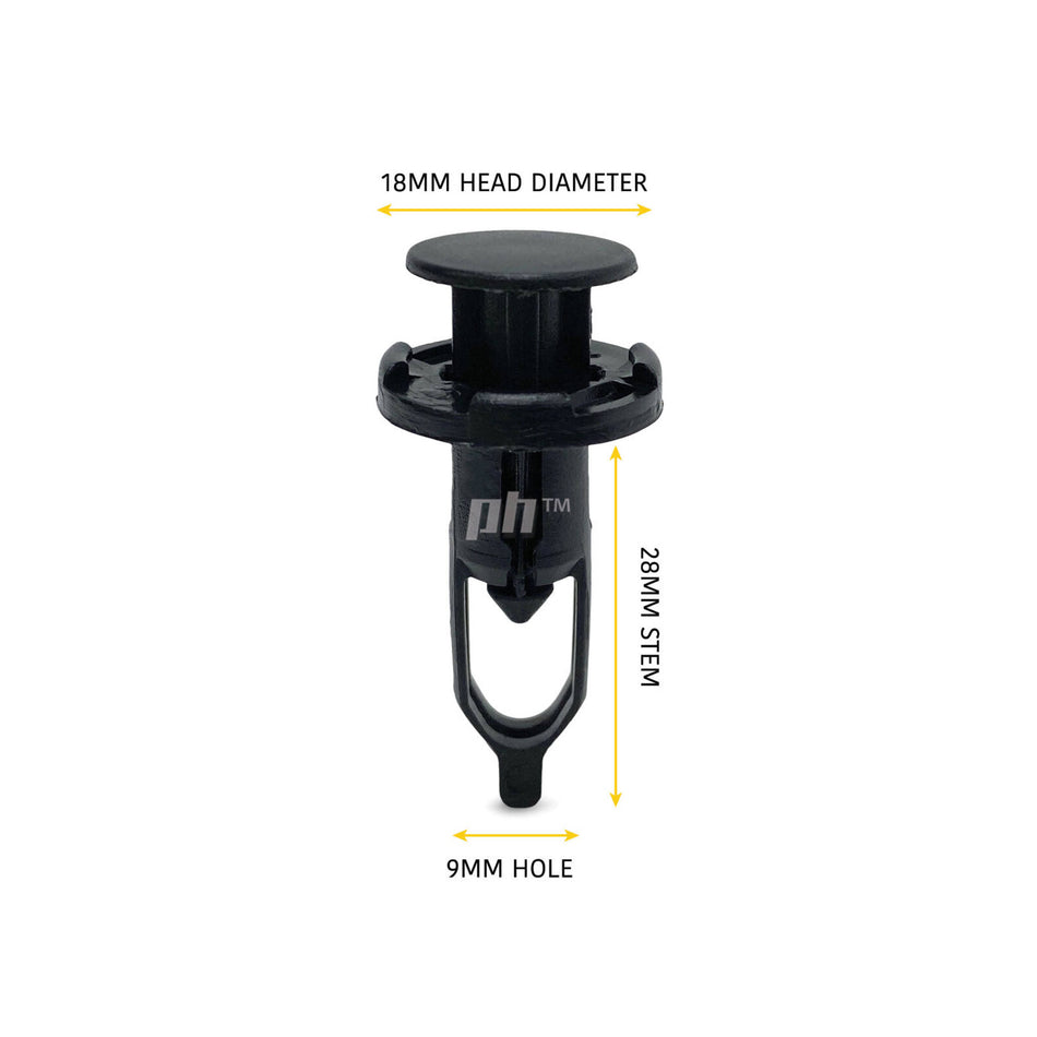 Push In Retainer Clip x5 9mm Hole fits Toyota Models