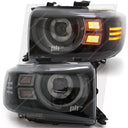 DEFEND-R DRL Full LED Black Projector Headlights PAIR fits Toyota Landcruiser 76 78 79 Series 2007 -