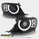 DEFEND-R DRL Full LED Black Projector Headlights PAIR fits Toyota Hilux N70 2005 - 4/2011