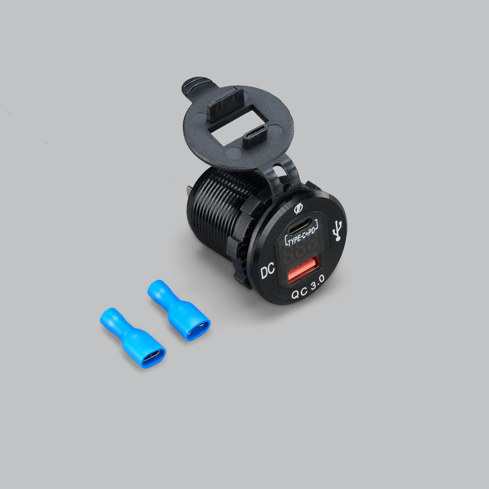 USB C + A with Volt Car Charger - Round