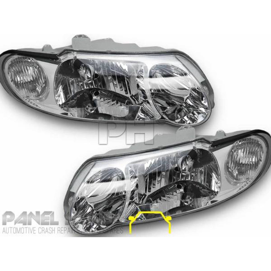 Headlights PAIR Chrome fits Holden Commodore VX VU 2000 - 2002
