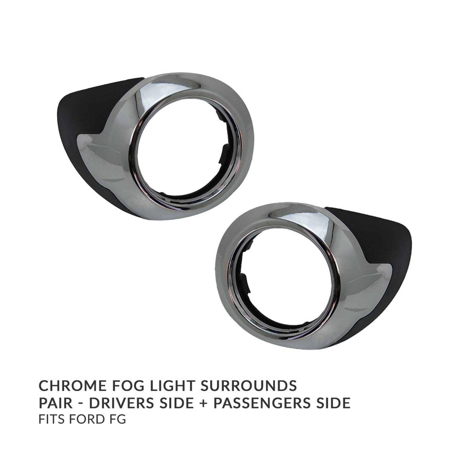 Chrome Bezel Fog Light Surrounds PAIR fits Ford Falcon FG 2008 - 2011 XR6 XR8