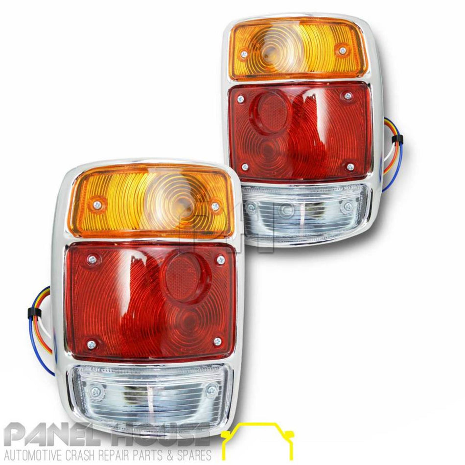 Tail Lights Chrome SURROUND PAIR Fits Datsun 1200 Ute B110 Sunny B120 1978 - 1985 LH + RH