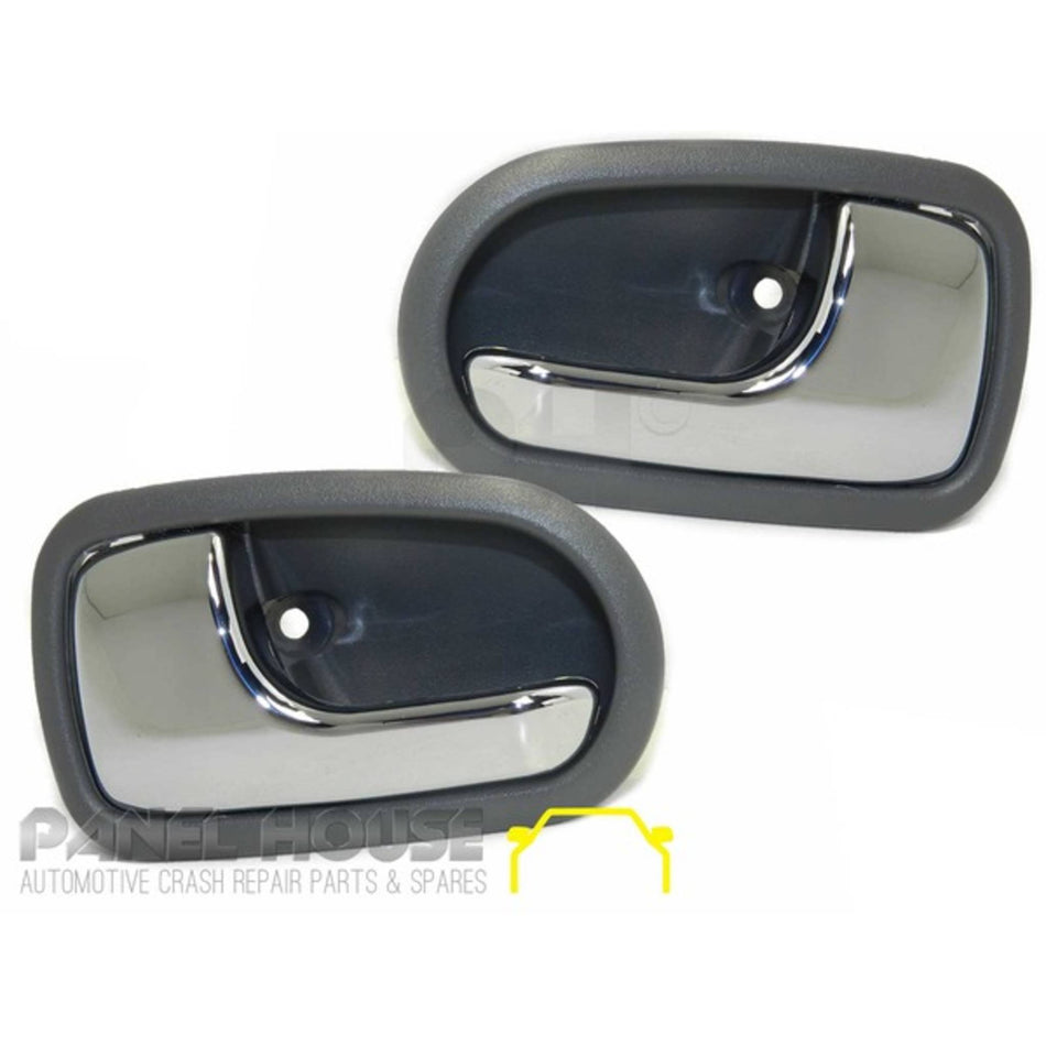 Interior Chrome Grey Door Handles PAIR Inner fits Mazda 323 BJ Protege 98-03 Rear PAIR L+R