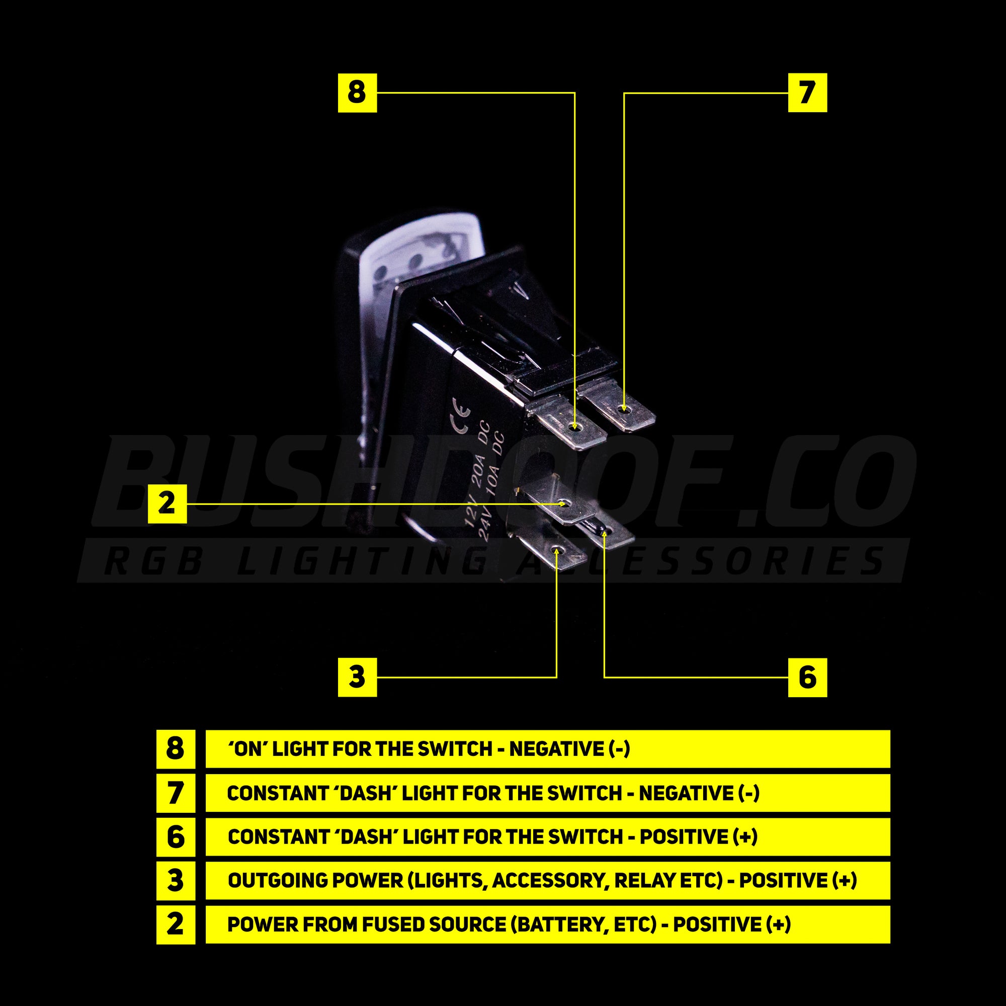 Bushdoof - Party Light 5 Pin Rocker Switch - 4X4OC™ | 4x4 Offroad Centre
