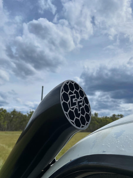 Toyota Hilux LN106 4" Long-Entry Stainless Snorkel by Canna Fabrication — brushed silver
