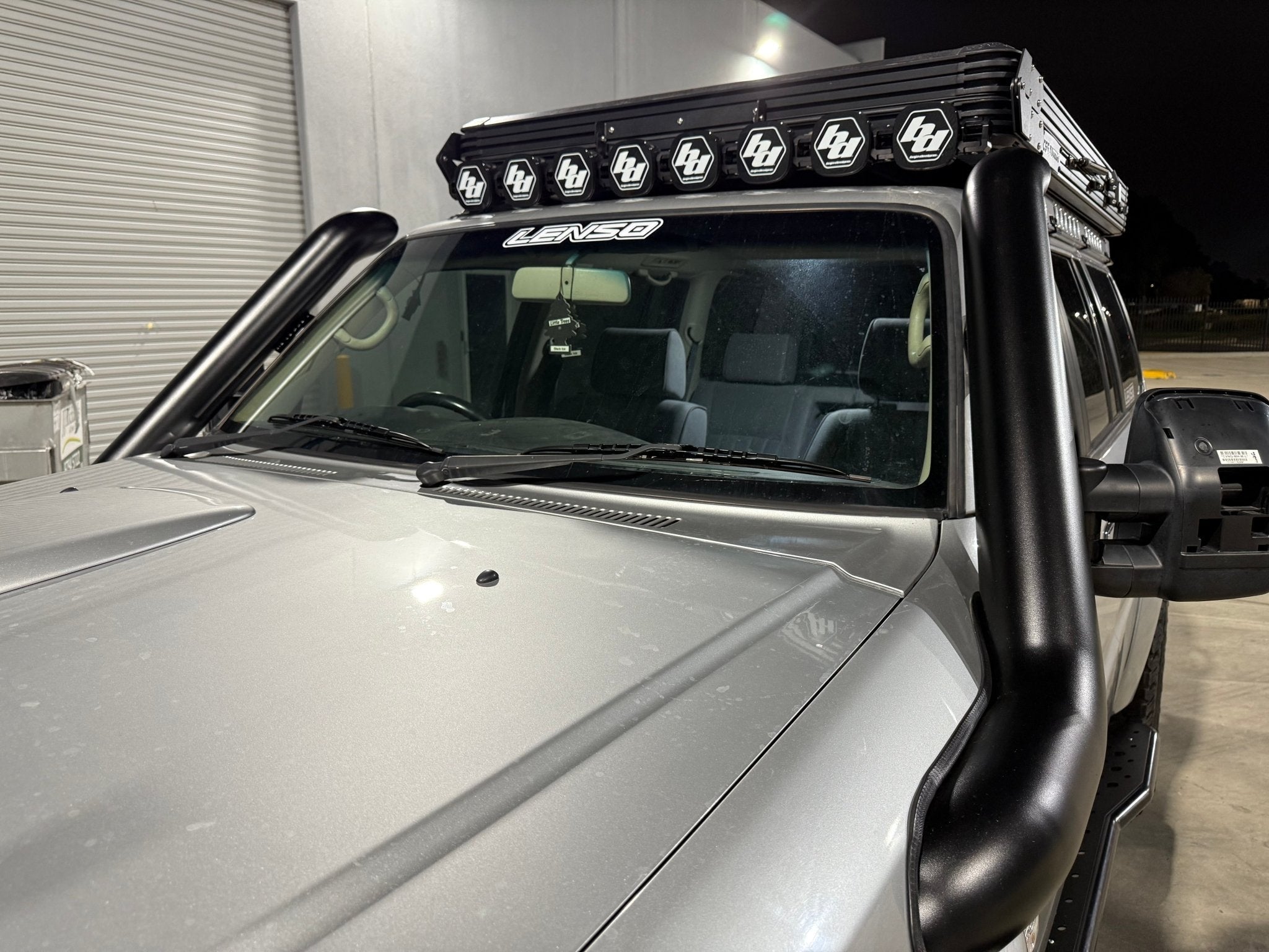 Nissan Patrol GU Teardrop 4.5" Mid Entry Stainless Snorkel (Series 4) by Canna Fabrication — brushed silver