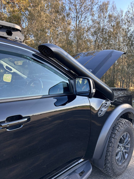 Ford Ranger Raptor PY (Next-Gen) Short-Entry Stainless Snorkel by Canna Fabrication — brushed silver