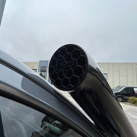 Ford Ranger PX Short-Entry Twin Snorkels by Canna Fabrication — powdercoated black