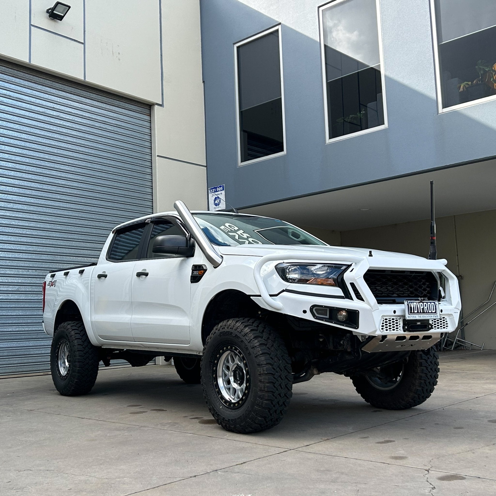 Ford Ranger PX Short-Entry Twin Snorkels by Canna Fabrication — brushed silver