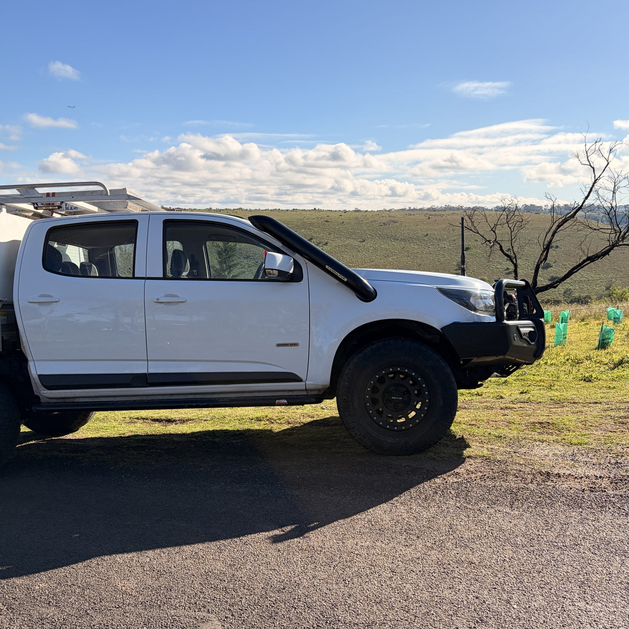 Holden Colorado RG stainless snorkel — front quarter