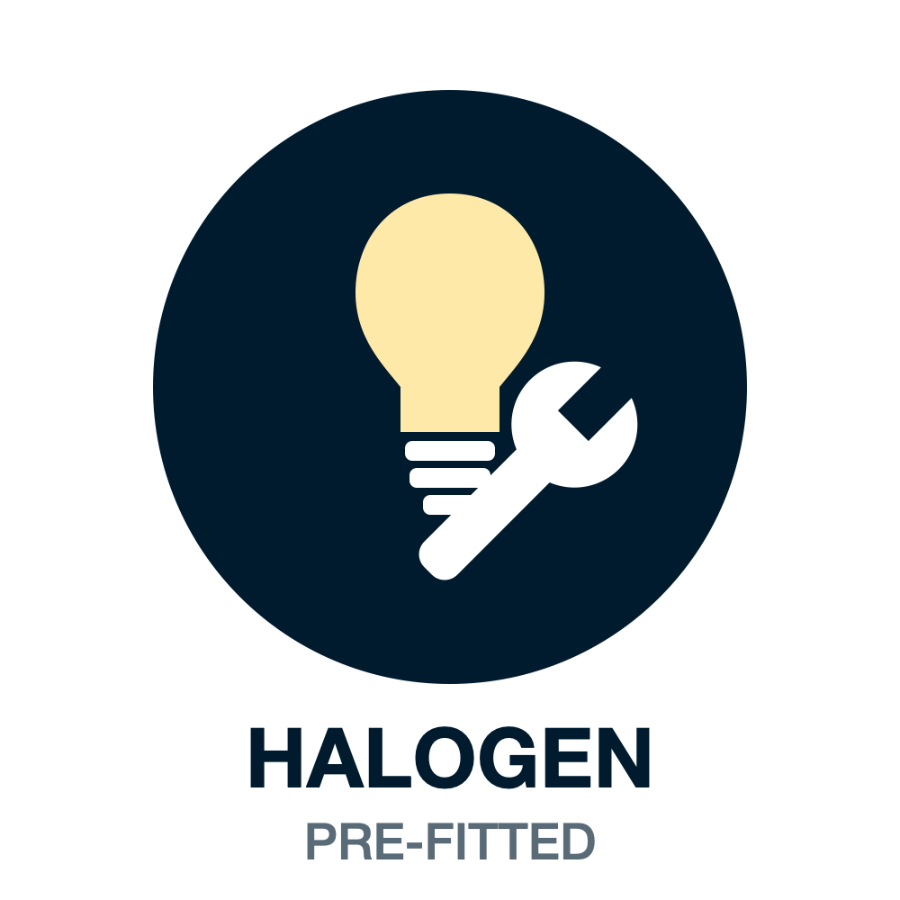 Halogen bulbs pre-fitted