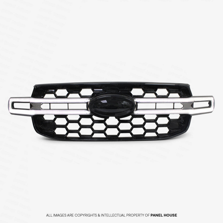 LED Halo Grill Gloss Black fits Ford Ranger Next Gen T9 2022- 2025 XLT Sport Wildtrak