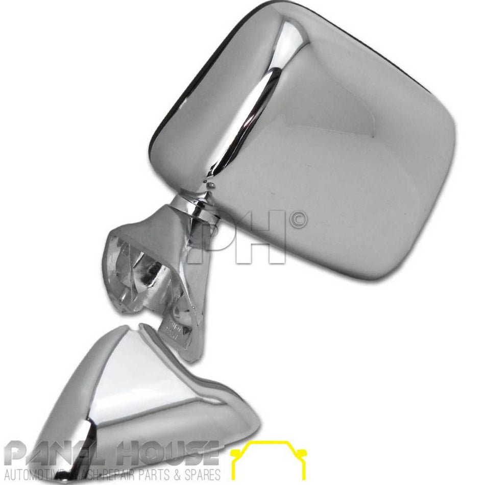 Door Mirror PAIR CHROME Skin Mount With Cap Fits Toyota Hilux 01-05
