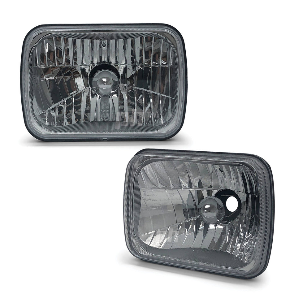 Headlights PAIR 7x5 Inch Rectangle Semi Sealed Crystal Beam Fits Toyota Hilux 1978 - 2005