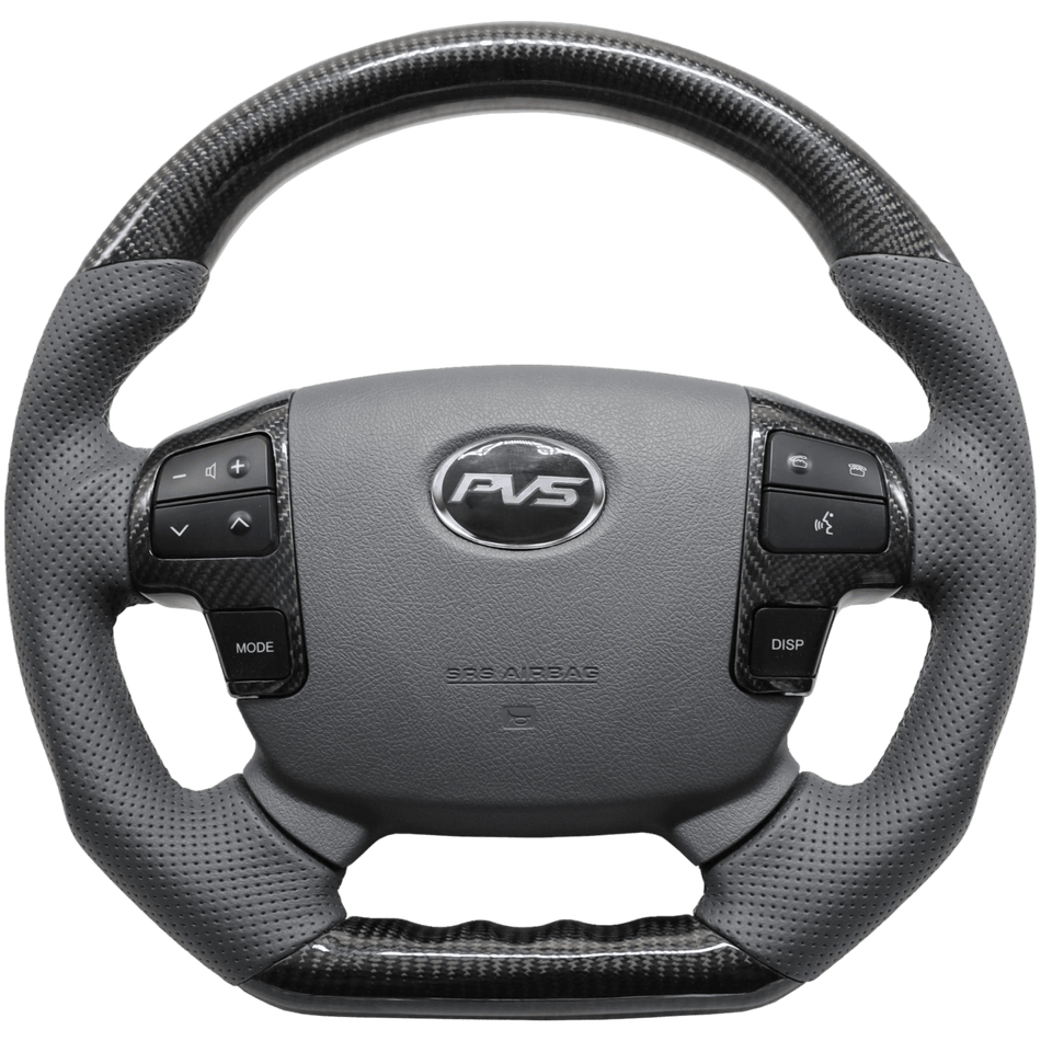 PVS Automotive - OEM Carbon Grey Leather Steering Wheel with Steering Controls Insert to suit Toyota LandCruiser 70 Series **PRE - ORDER FOR AUGUST** - 4X4OCβ’ | 4x4 Offroad Centre