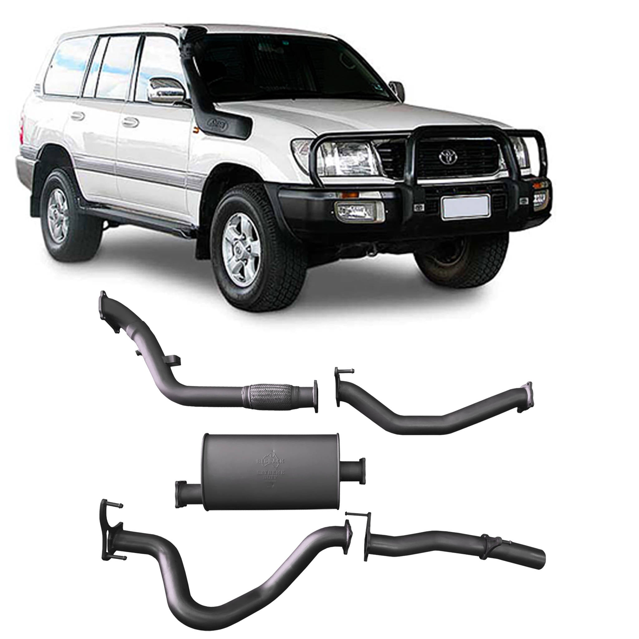 Redback - Redback Extreme Duty Exhaust for Toyota Landcruiser 100 Series 4.2L (10/2000 - 10/2007) - 4x4 Offroad Centre