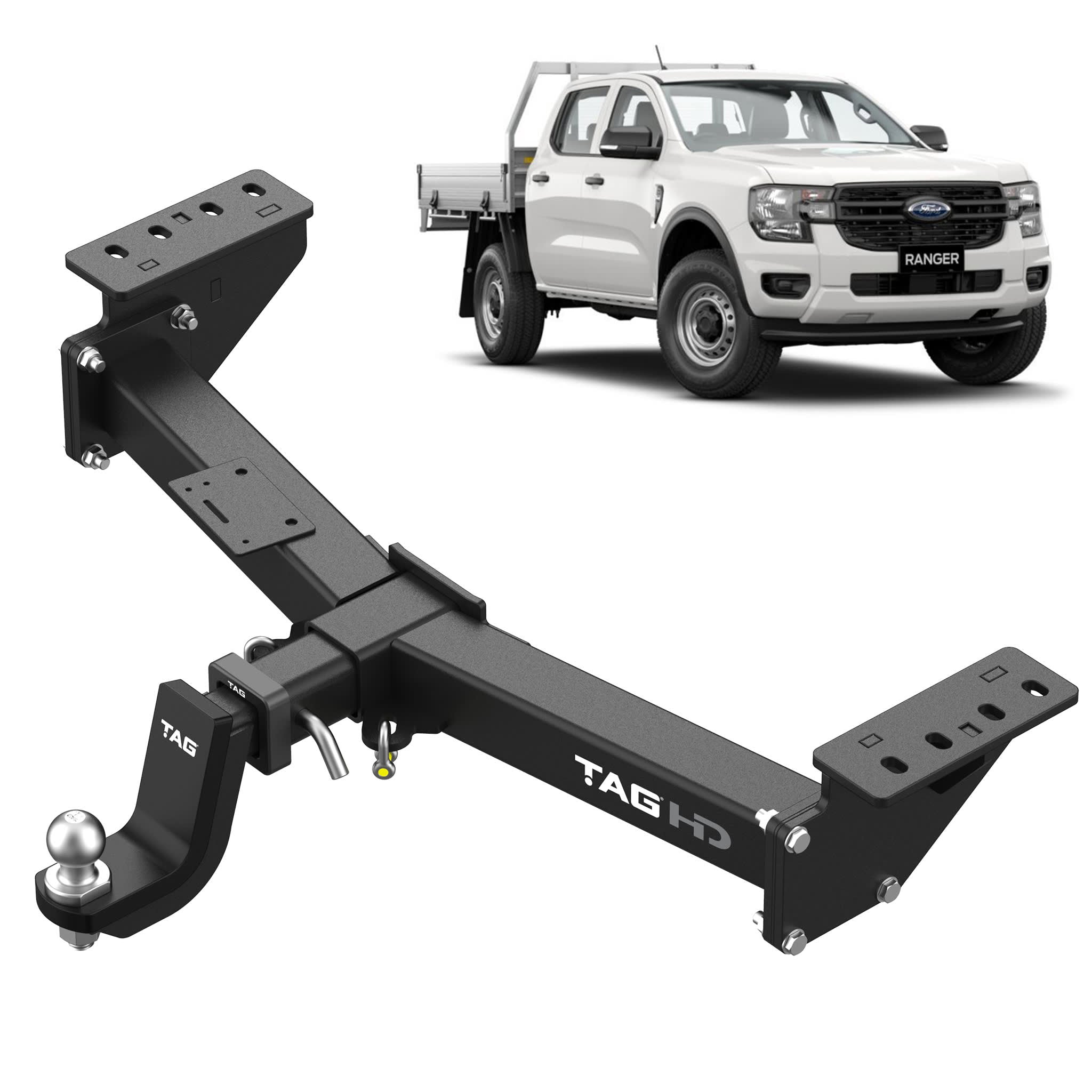 TAG - TAG Heavy Duty Towbar for Next - Gen Ford Ranger (Cab Chassis 06/2022 - on), Volkswagen Amarok (Cab Chassis 12/2022 - on) - 4x4 Offroad Centre