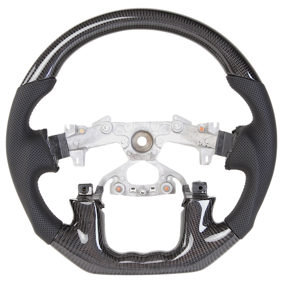 Classic Carbon Black Leather/Perforated Sides Steering Wheel Core to suit Nissan Y62 Patrol 2018+